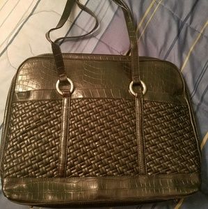 Coldwater Creek black pleather laptop commuter bag